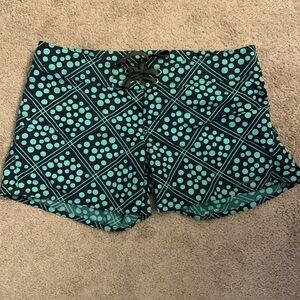 Patagonia Womens Wavefarer Aqua Blue Spotted Swim Board Shorts